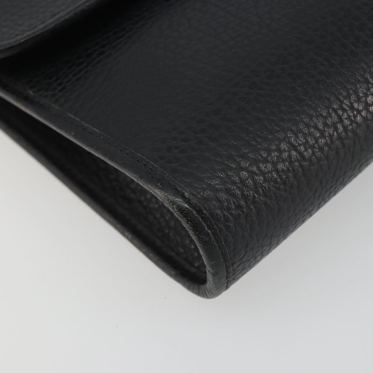 Christian Dior Shoulder Bag Leather Black Gold Auth ep15545A
