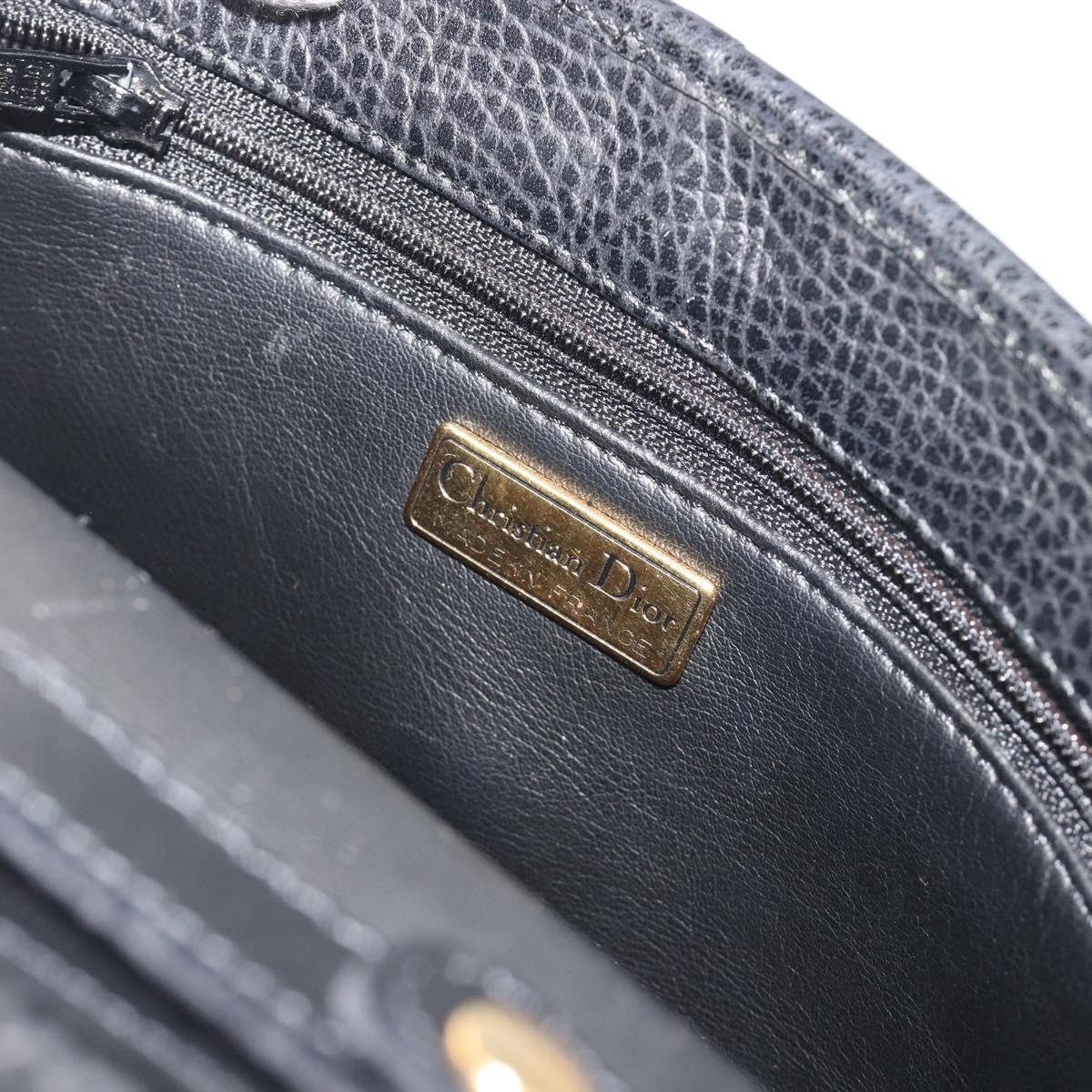 Christian Dior Shoulder Bag Leather Black Gold Auth ep15545A