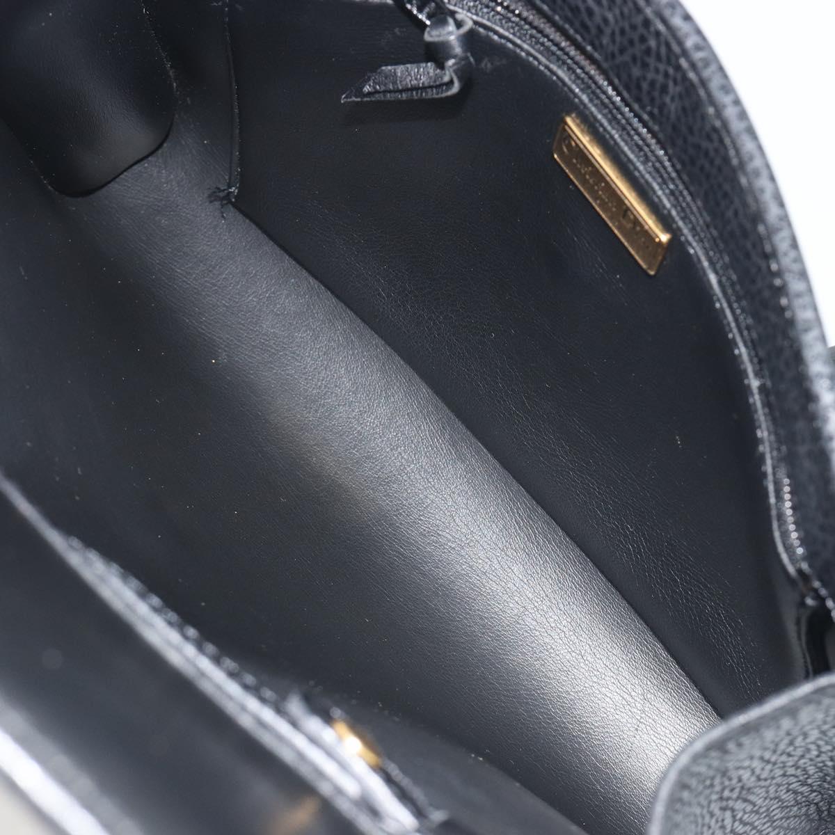 Christian Dior Shoulder Bag Leather Black Gold Auth ep15545A
