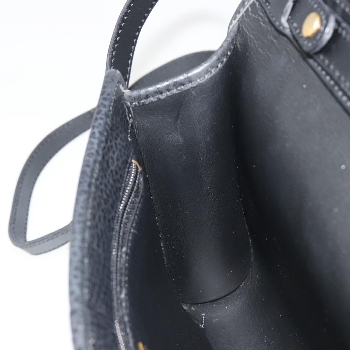 Christian Dior Shoulder Bag Leather Black Gold Auth ep15545A