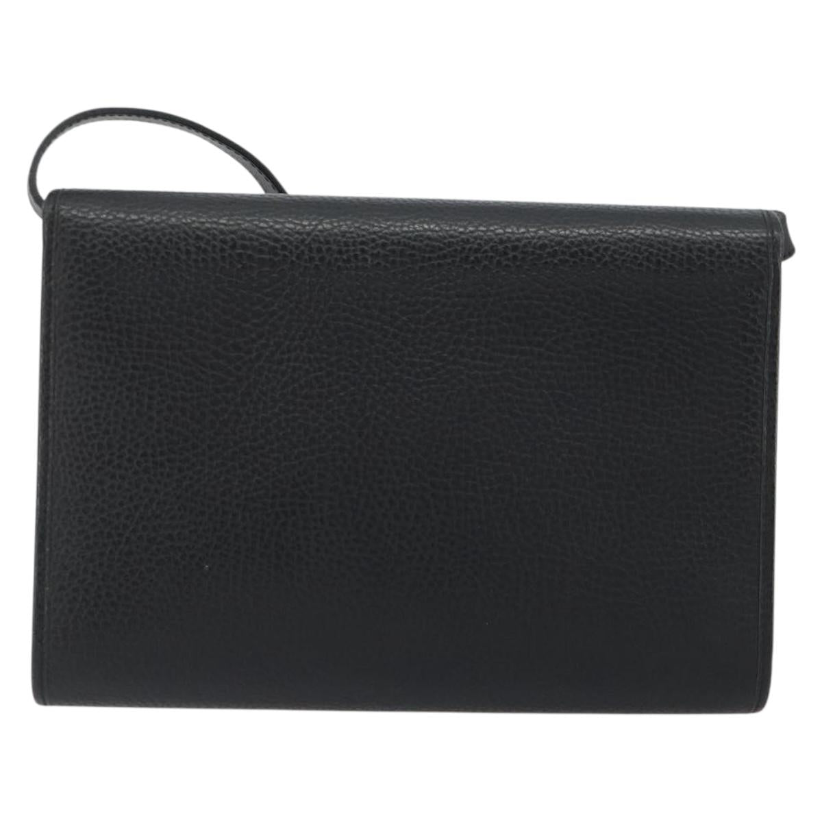 Christian Dior Shoulder Bag Leather Black Gold Auth ep15545A