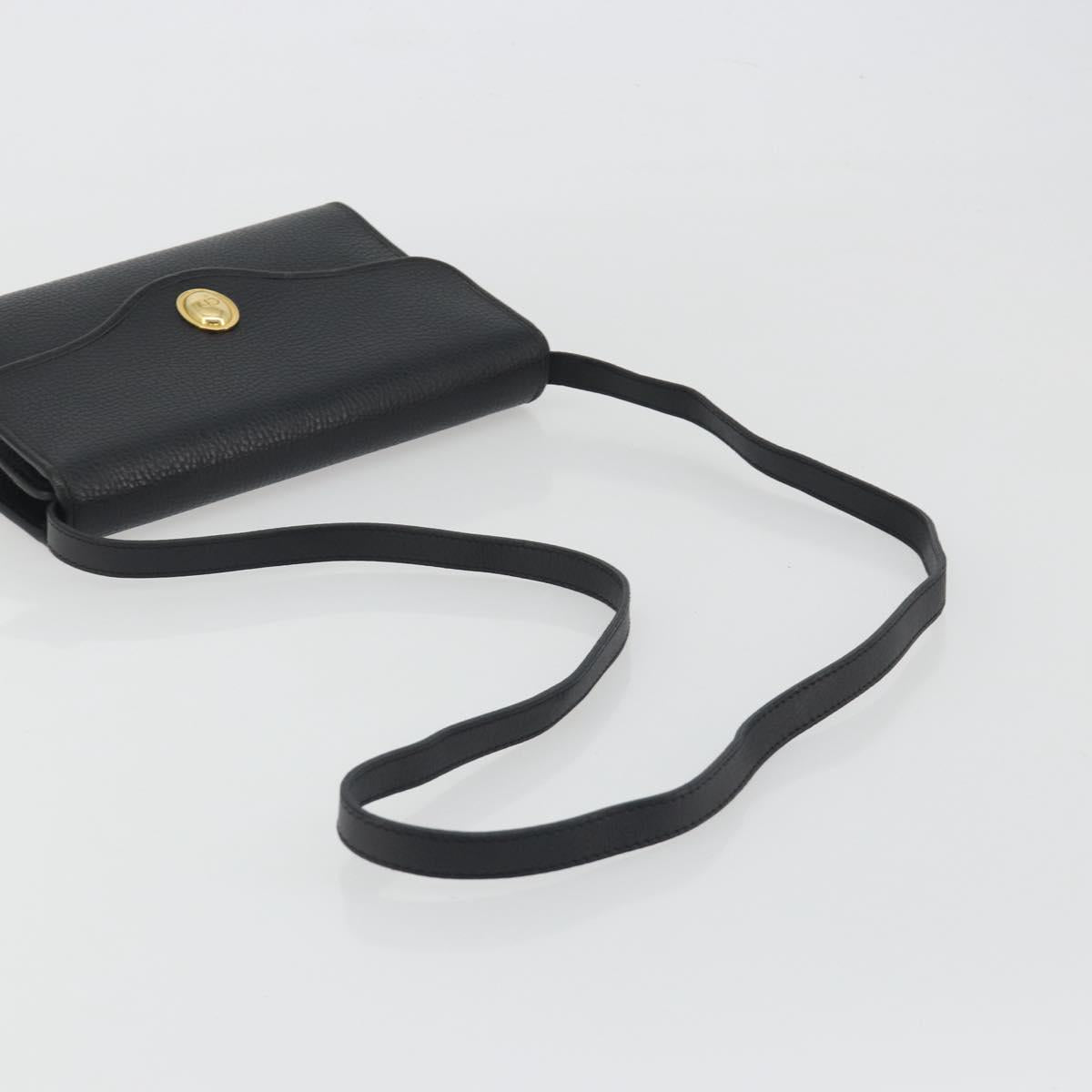 Christian Dior Shoulder Bag Leather Black Gold Auth ep15545A