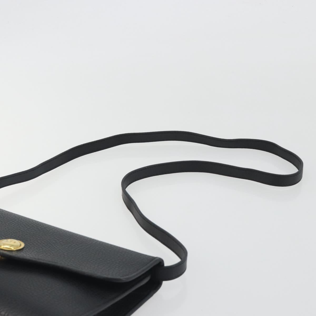 Christian Dior Shoulder Bag Leather Black Gold Auth ep15545A