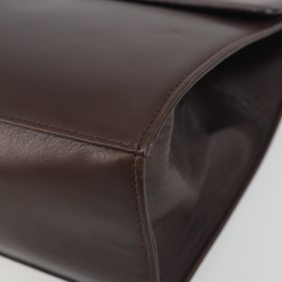 CELINE Hand Bag Leather Brown Gold Auth ep15547