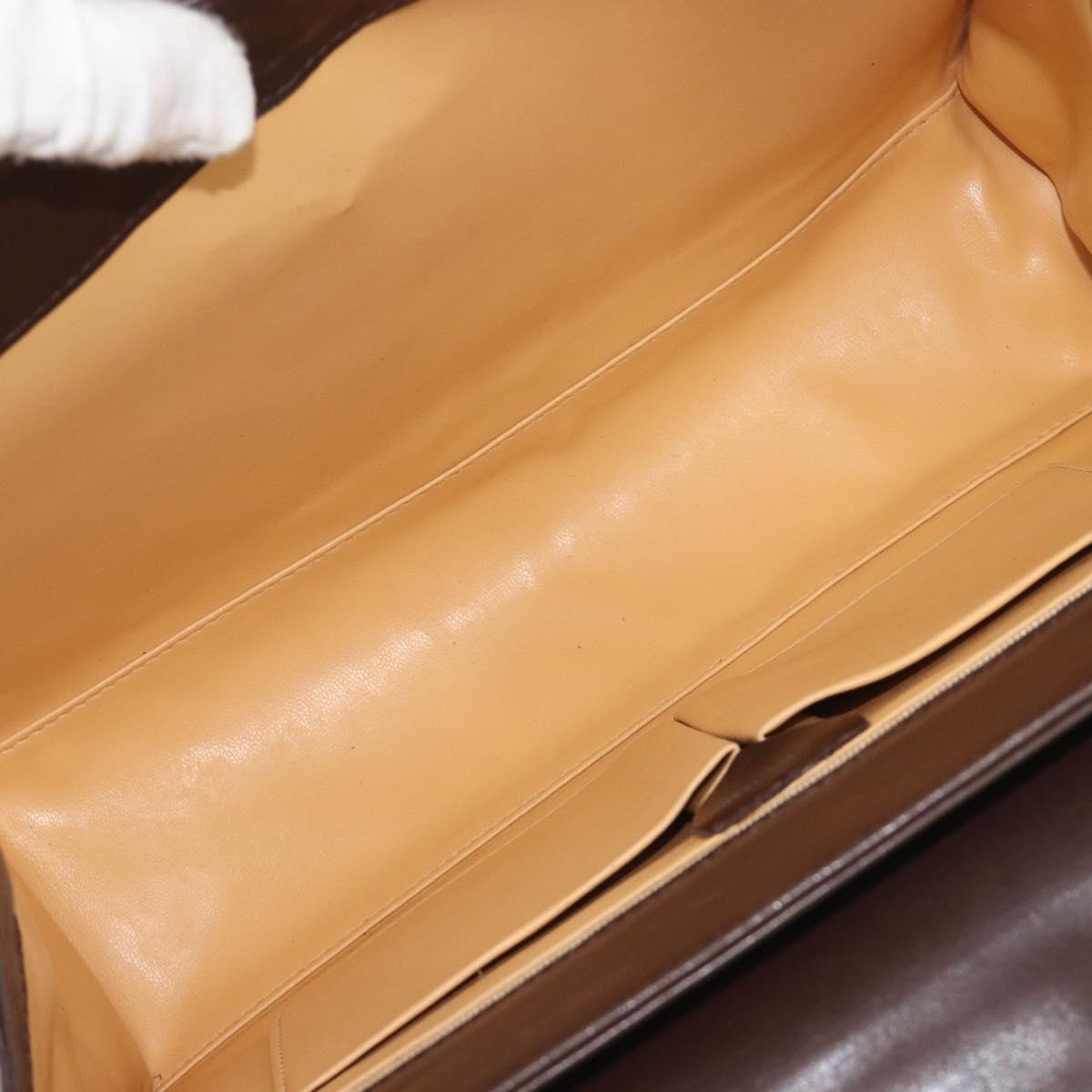 CELINE Hand Bag Leather Brown Gold Auth ep15547
