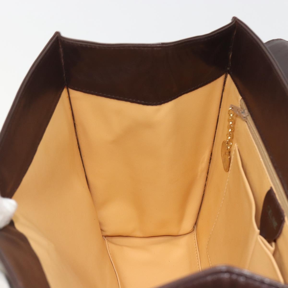 CELINE Hand Bag Leather Brown Gold Auth ep15547