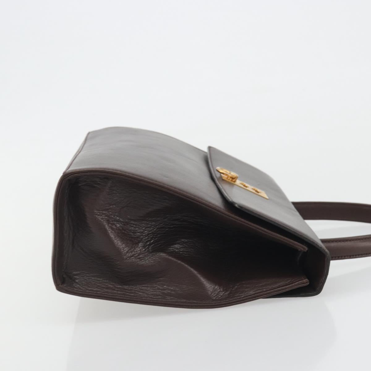CELINE Hand Bag Leather Brown Gold Auth ep15547
