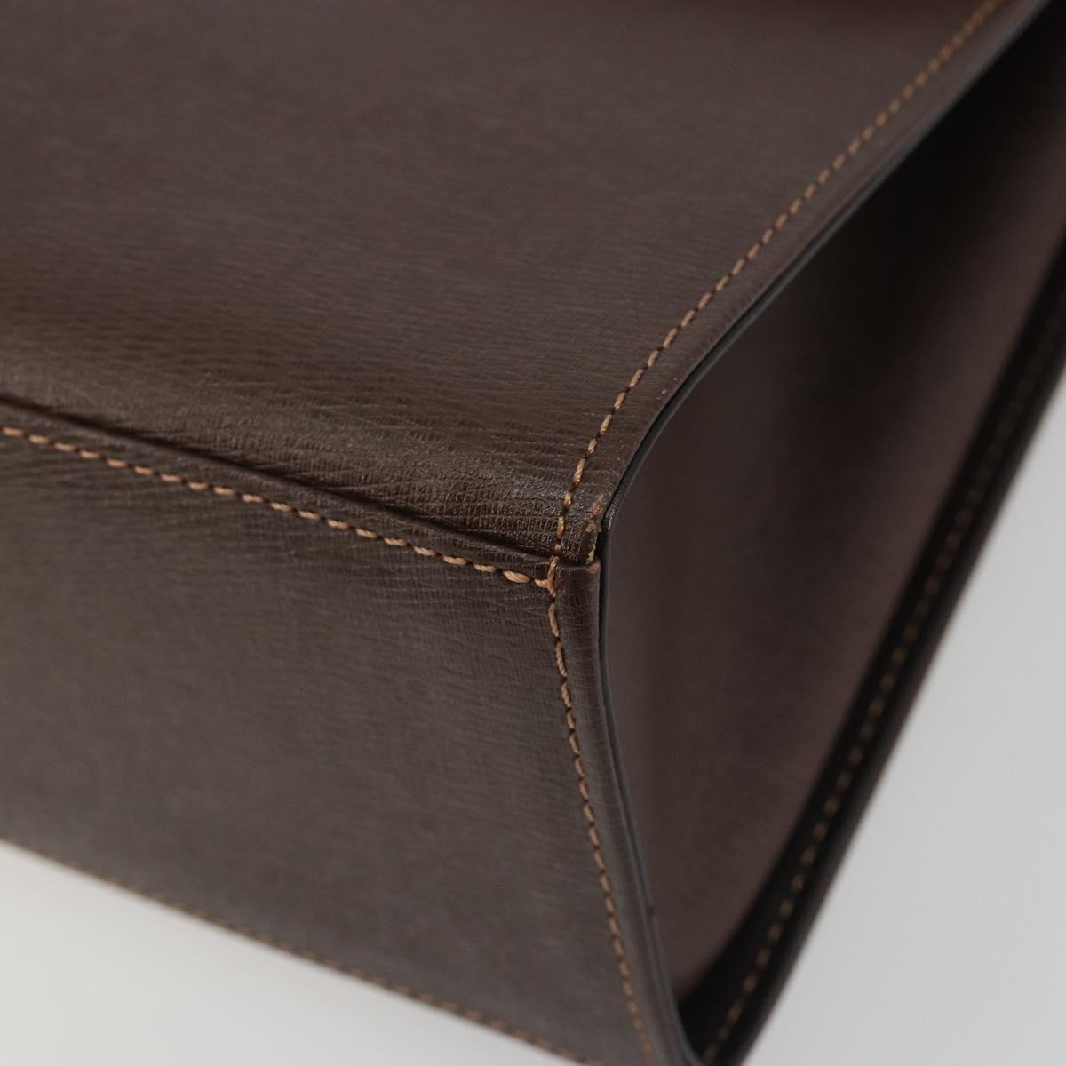 Burberrys Hand Bag Leather Brown Gold Auth ep15549A