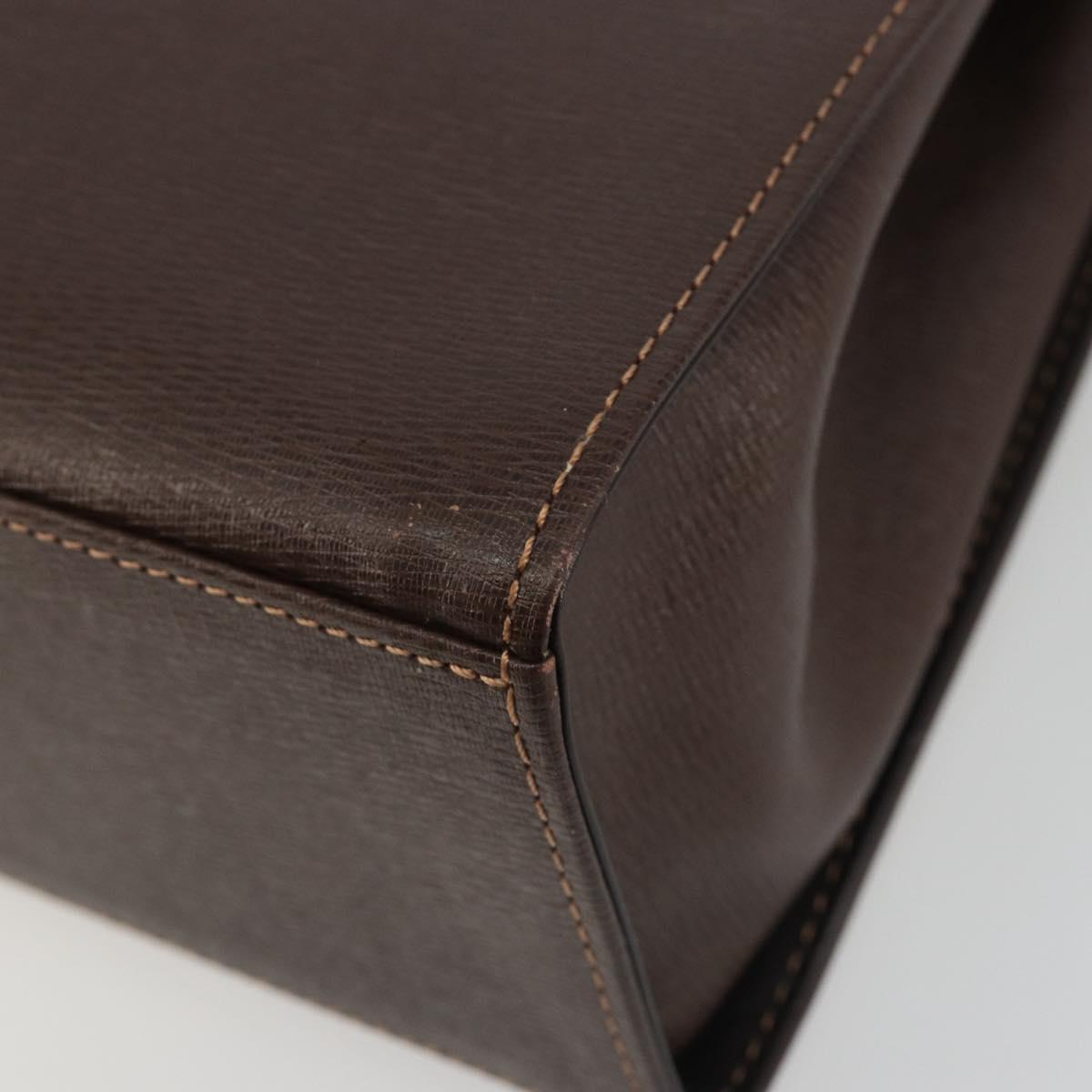 Burberrys Hand Bag Leather Brown Gold Auth ep15549A