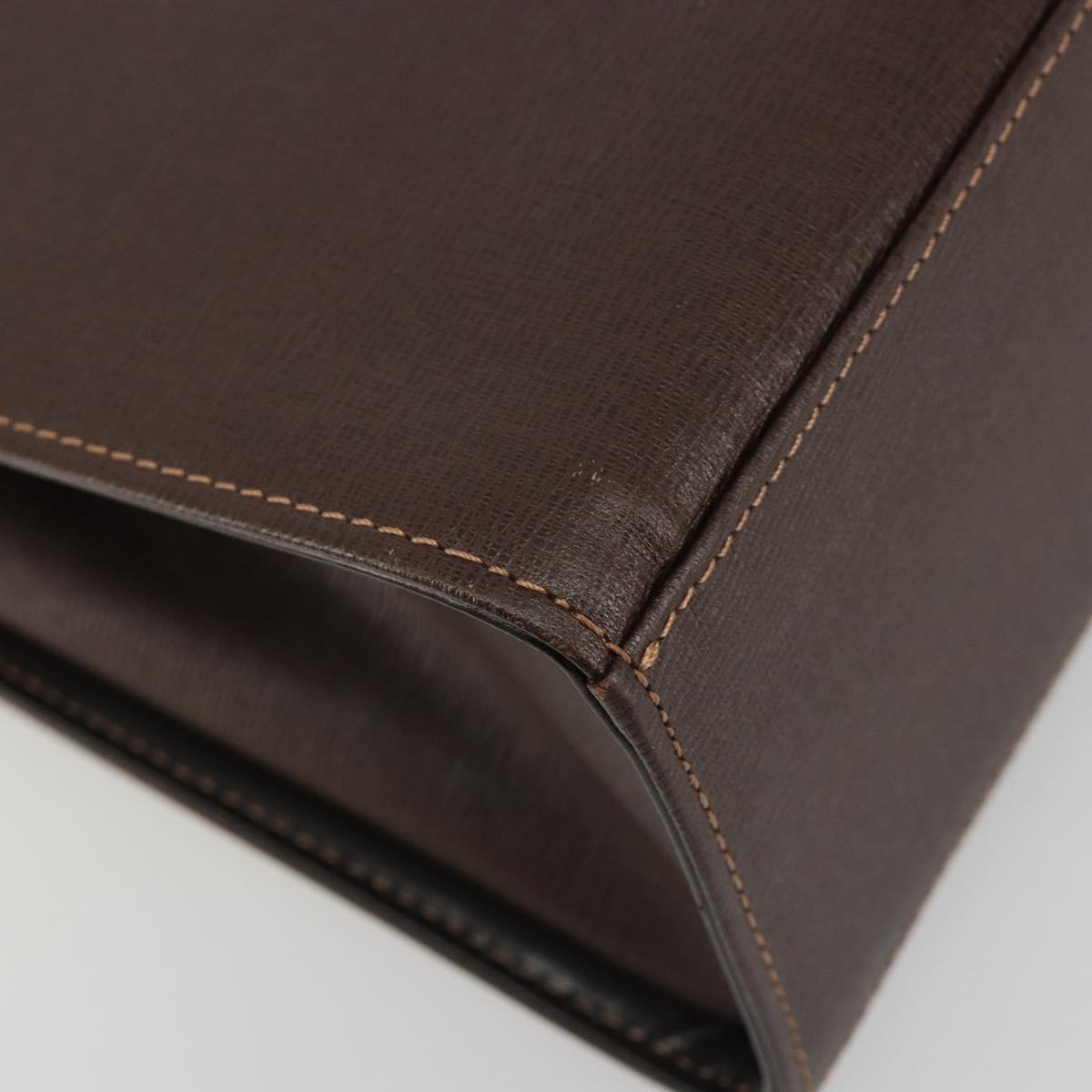 Burberrys Hand Bag Leather Brown Gold Auth ep15549A