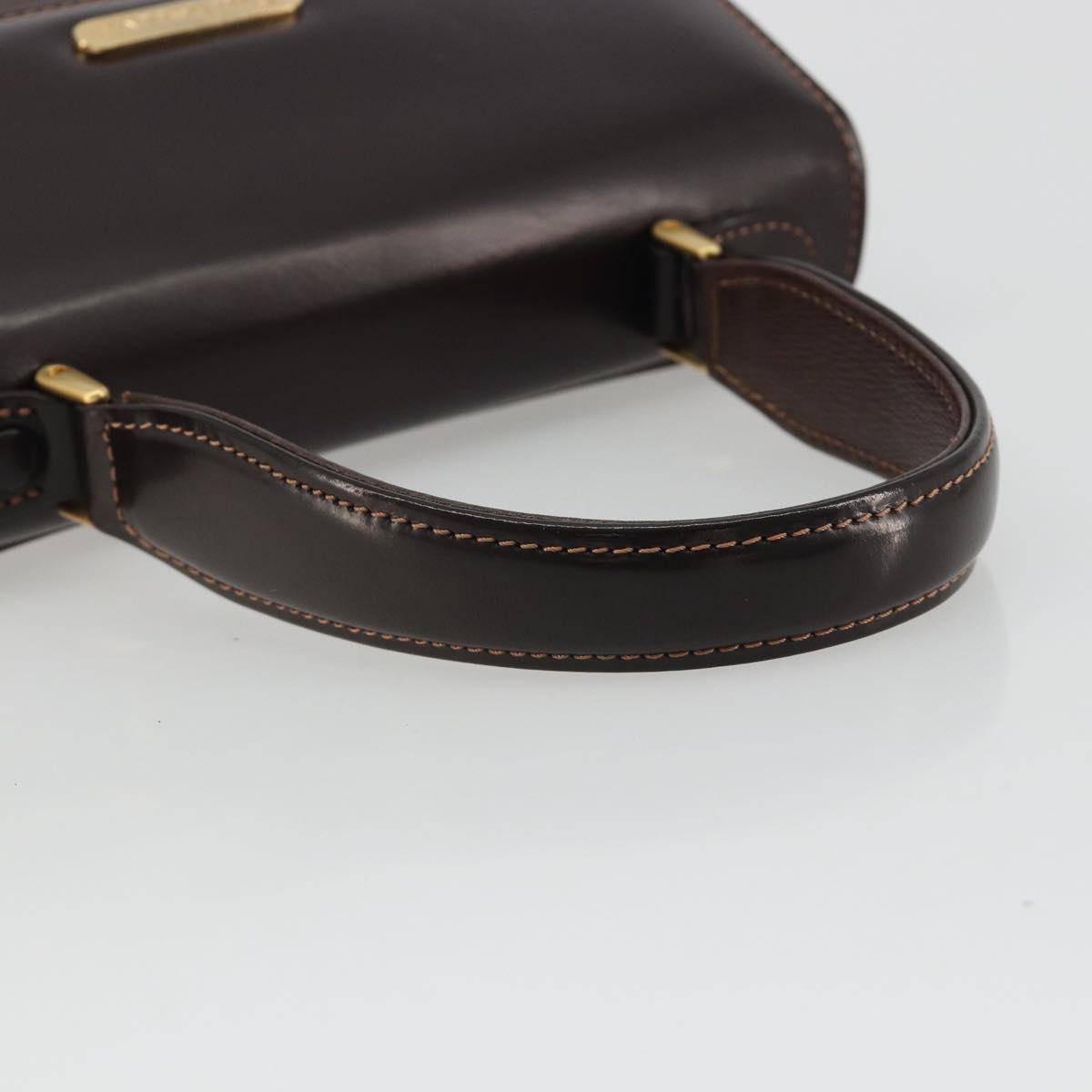 Burberrys Hand Bag Leather Brown Gold Auth ep15549A