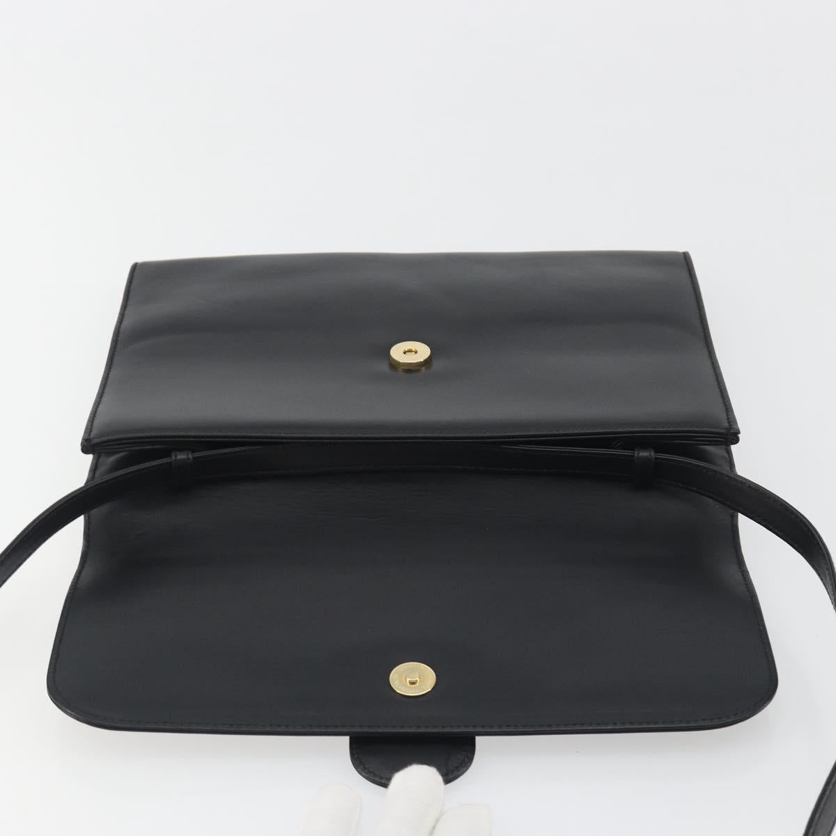 GUCCI Shoulder Bag Leather Black Gold 004 109 0253 Auth ep15553