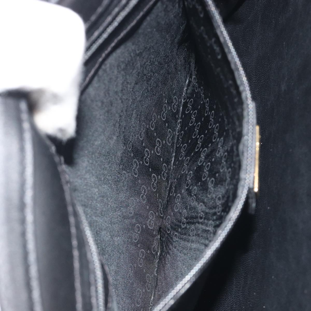 GUCCI Shoulder Bag Leather Black Gold 004 109 0253 Auth ep15553