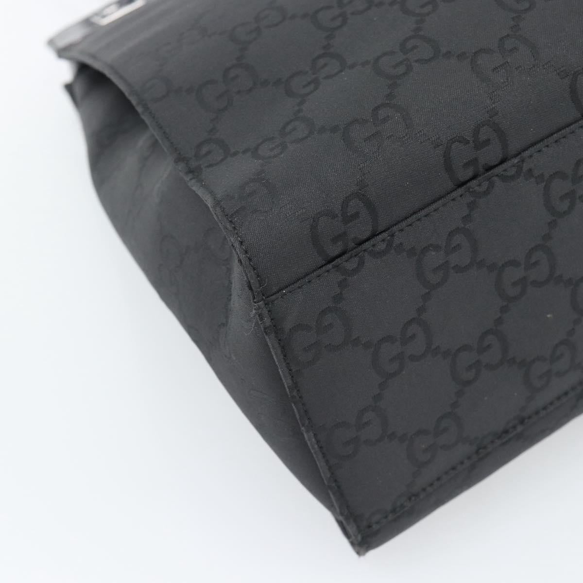 GUCCI GG Canvas Shoulder Bag Nylon Black Silver Auth ep15554