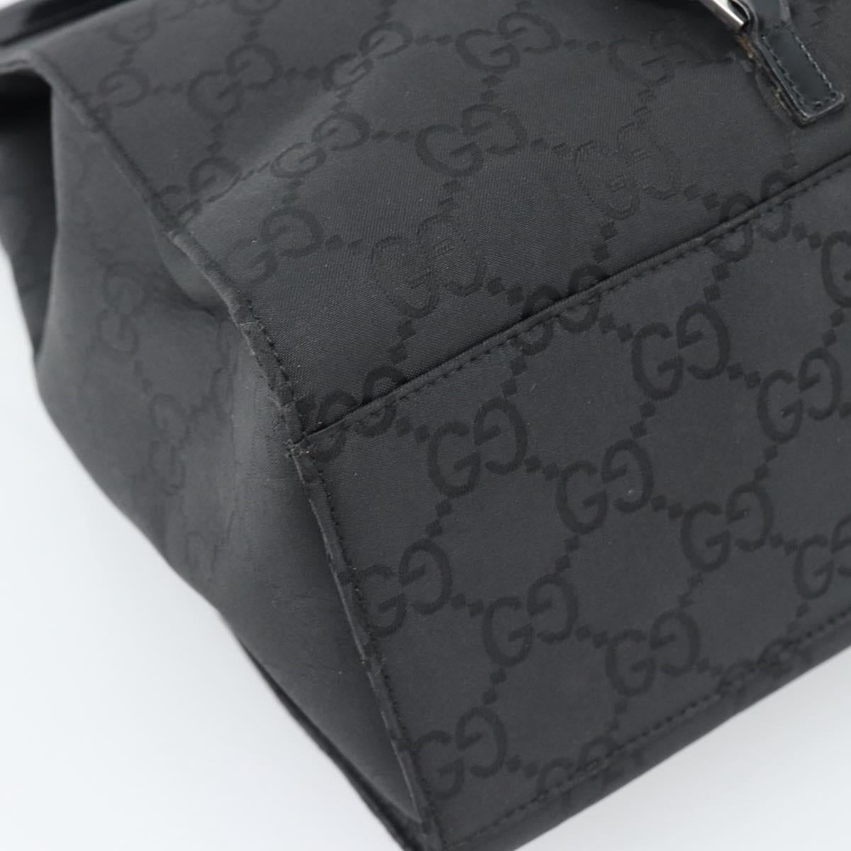 GUCCI GG Canvas Shoulder Bag Nylon Black Silver Auth ep15554
