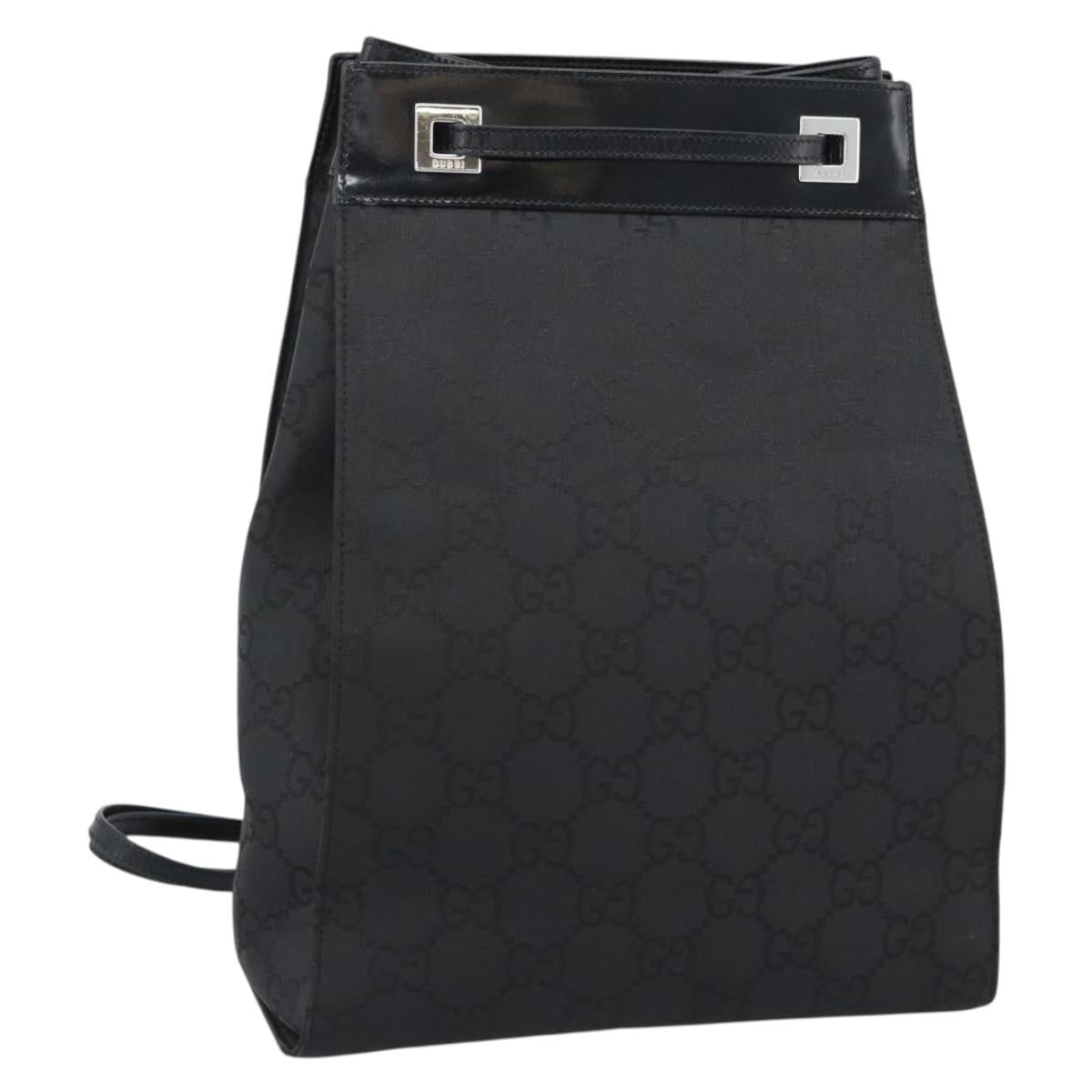 GUCCI GG Canvas Shoulder Bag Nylon Black Silver Auth ep15554