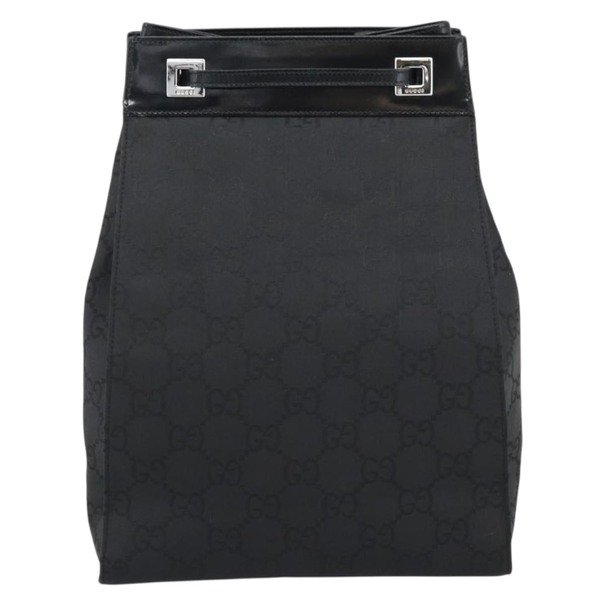 GUCCI GG Canvas Shoulder Bag Nylon Black Silver Auth ep15554