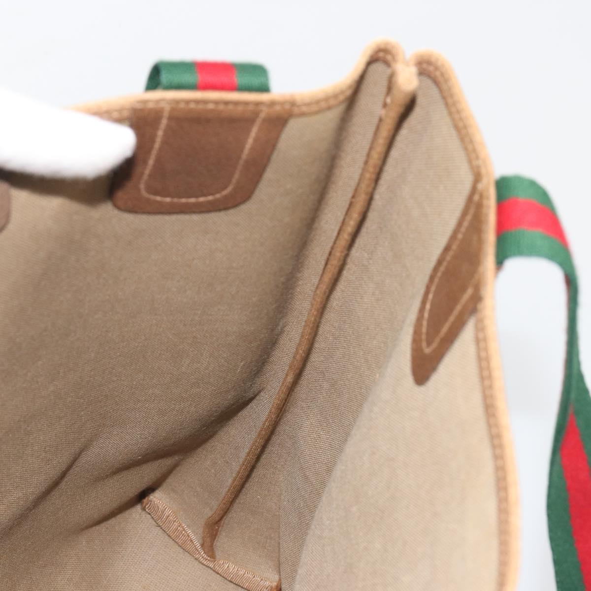 GUCCI GG Supreme Web Sherry Line Tote Bag PVC Beige 89 02 003 Auth ep15556