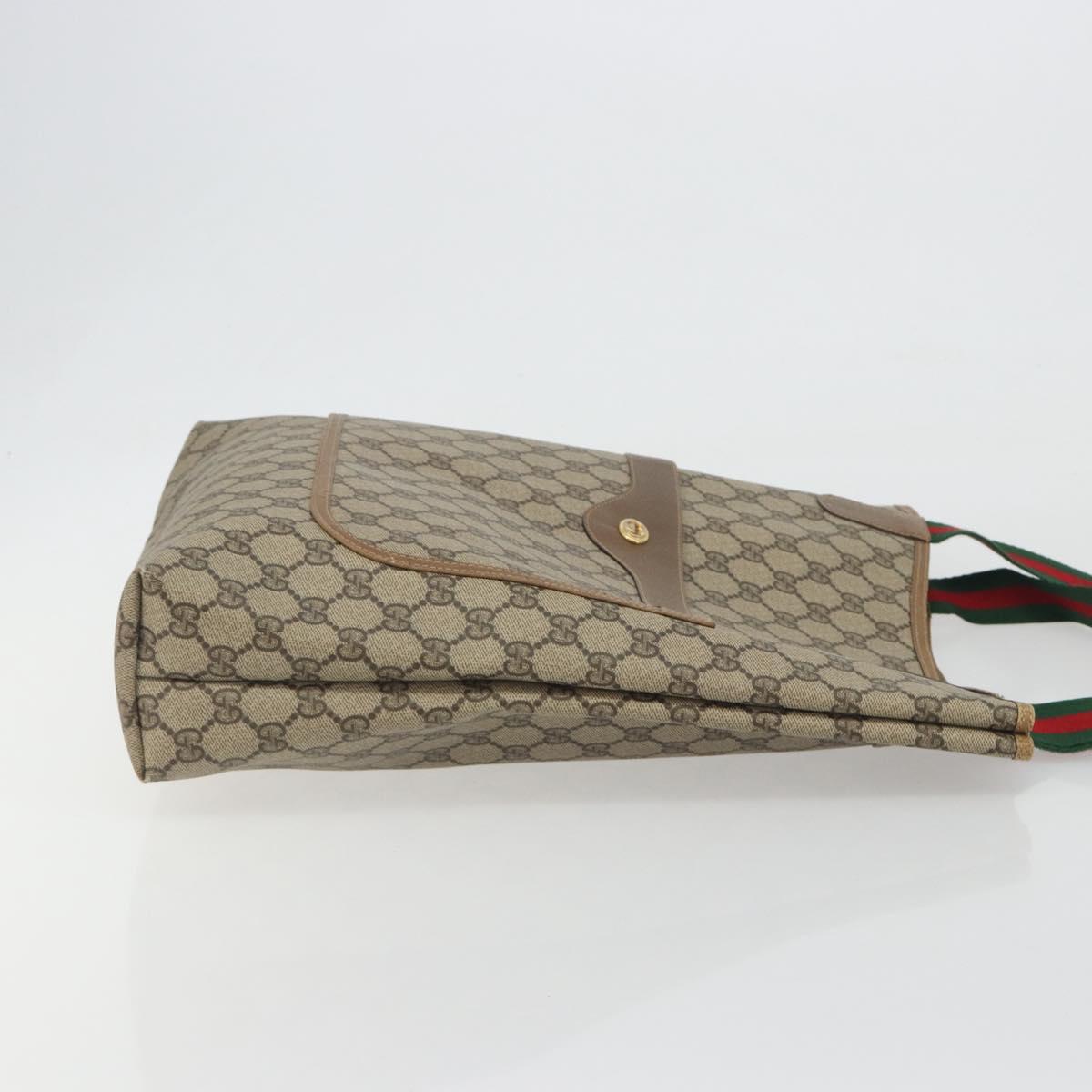 GUCCI GG Supreme Web Sherry Line Tote Bag PVC Beige 89 02 003 Auth ep15556