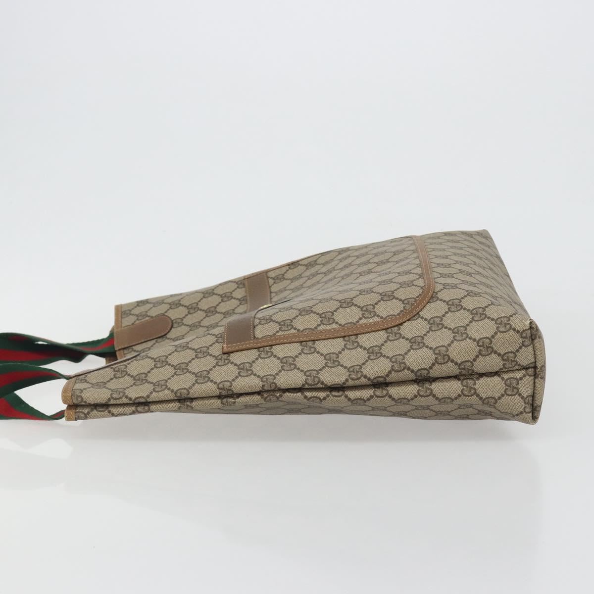 GUCCI GG Supreme Web Sherry Line Tote Bag PVC Beige 89 02 003 Auth ep15556