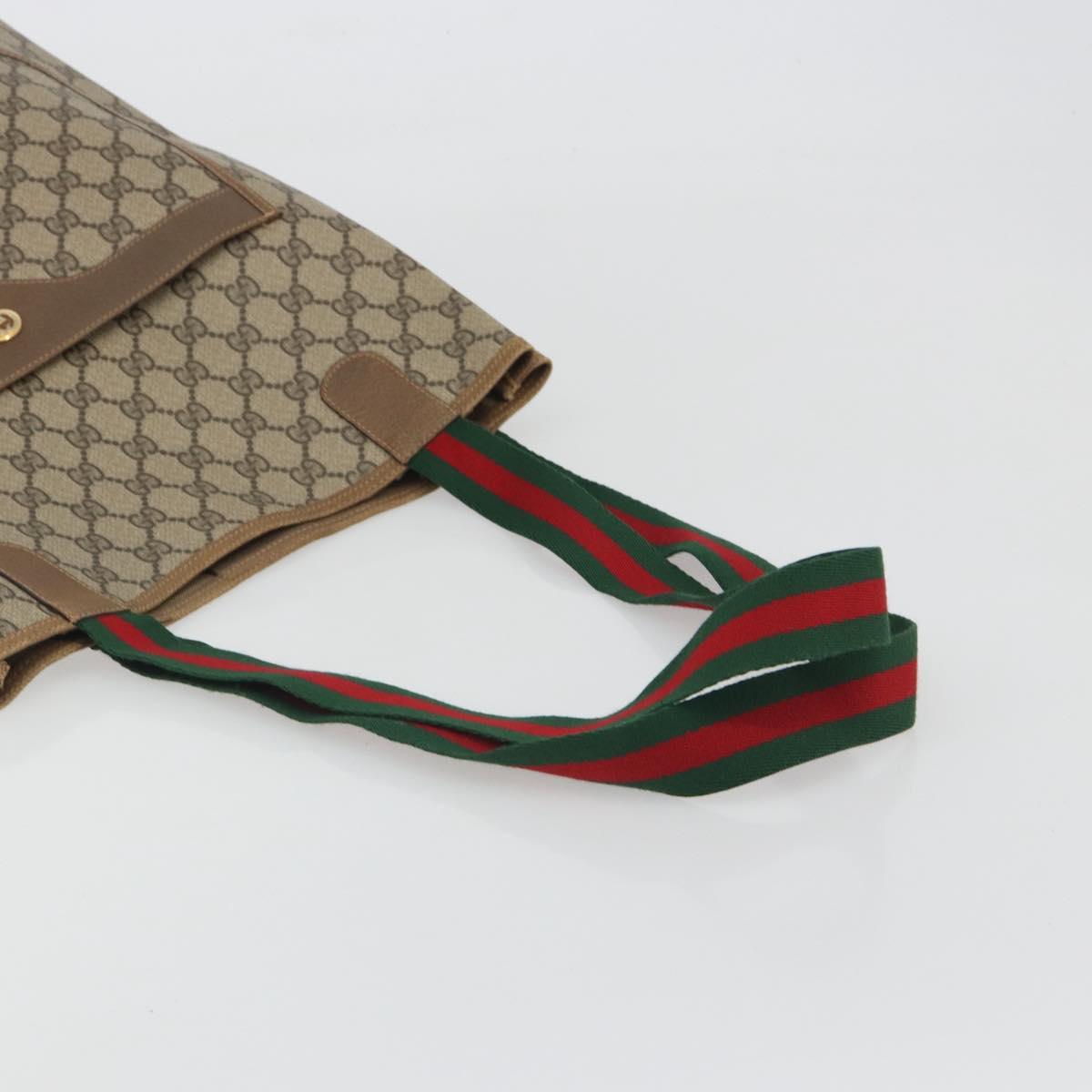 GUCCI GG Supreme Web Sherry Line Tote Bag PVC Beige 89 02 003 Auth ep15556