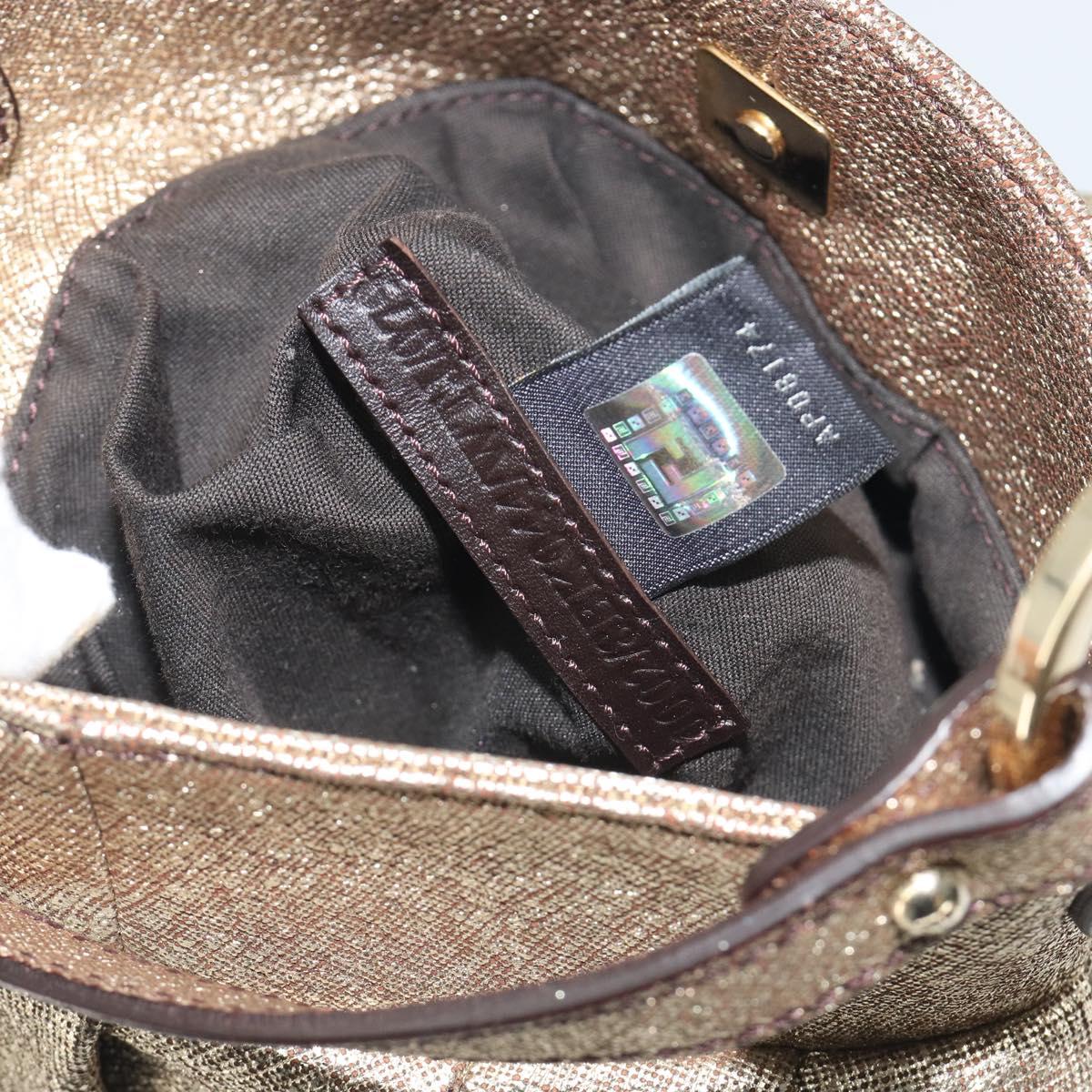 FENDI Hand Bag Leather Gold Auth ep15559A