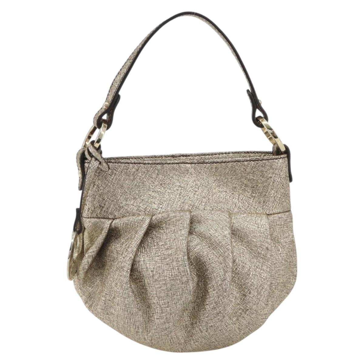 FENDI Hand Bag Leather Gold Auth ep15559A