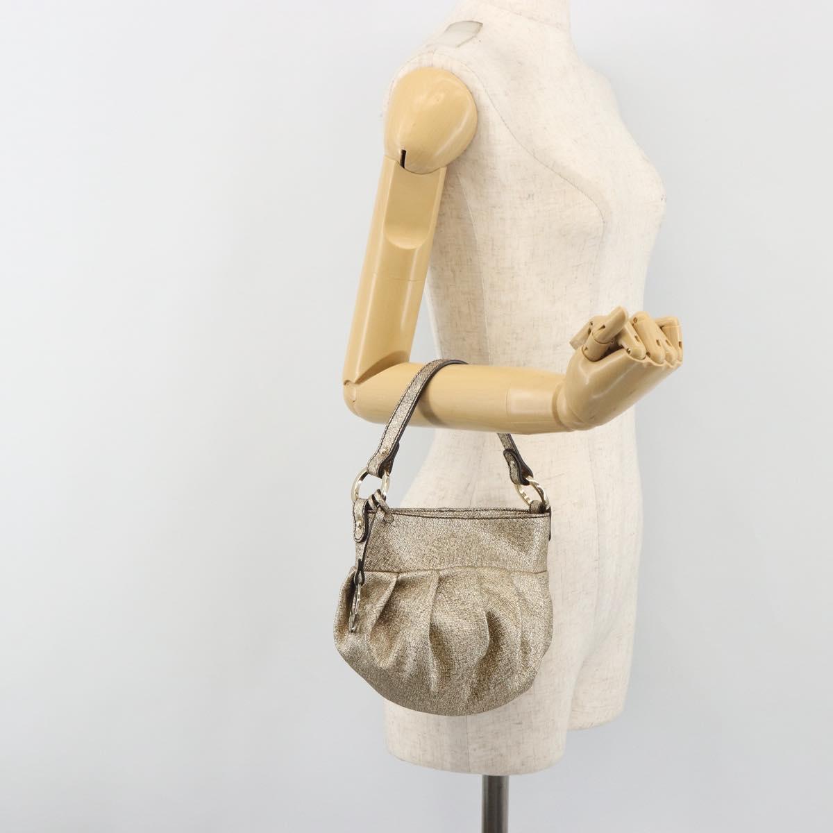 FENDI Hand Bag Leather Gold Auth ep15559A