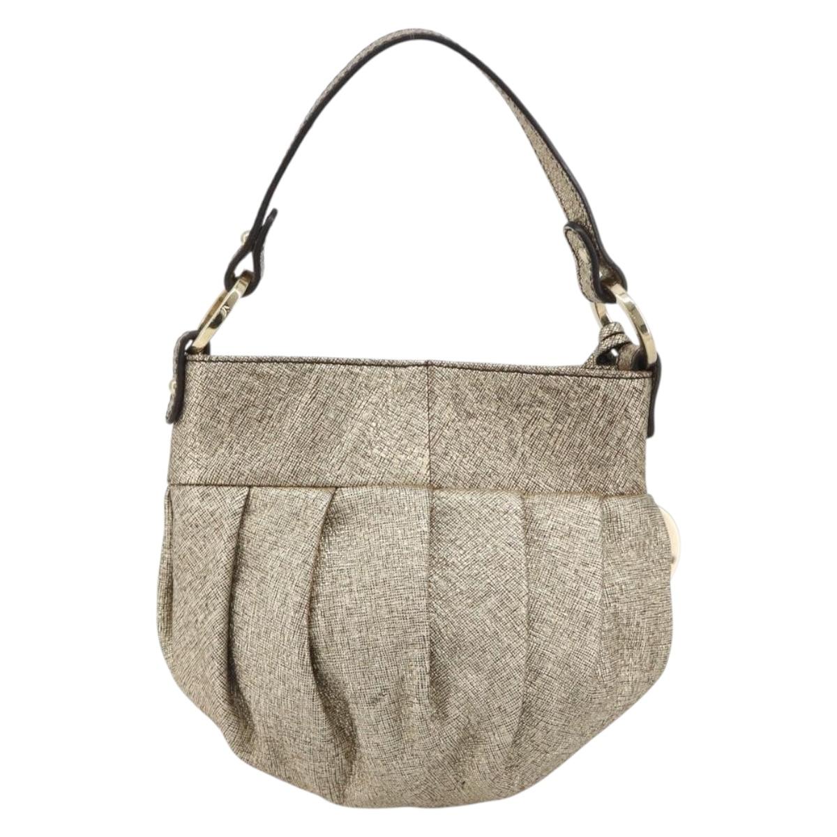 FENDI Hand Bag Leather Gold Auth ep15559A