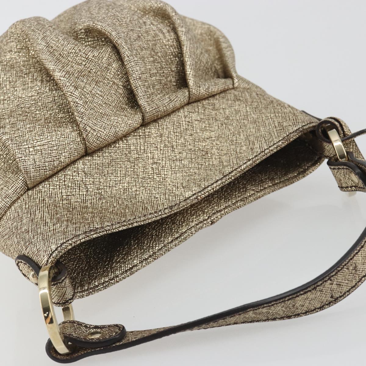 FENDI Hand Bag Leather Gold Auth ep15559A