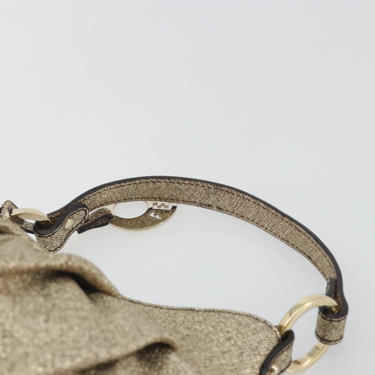 FENDI Hand Bag Leather Gold Auth ep15559A