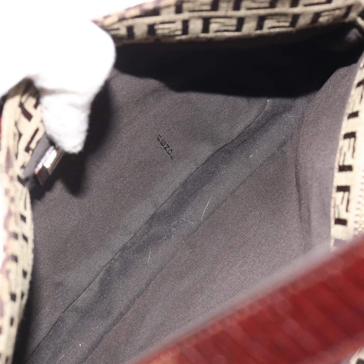 FENDI Zucchino Canvas Hand Bag Beige Gold Auth ep15560