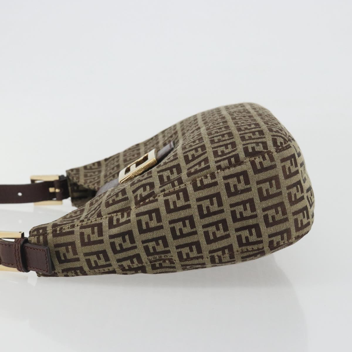 FENDI Zucchino Canvas Hand Bag Beige Gold Auth ep15560