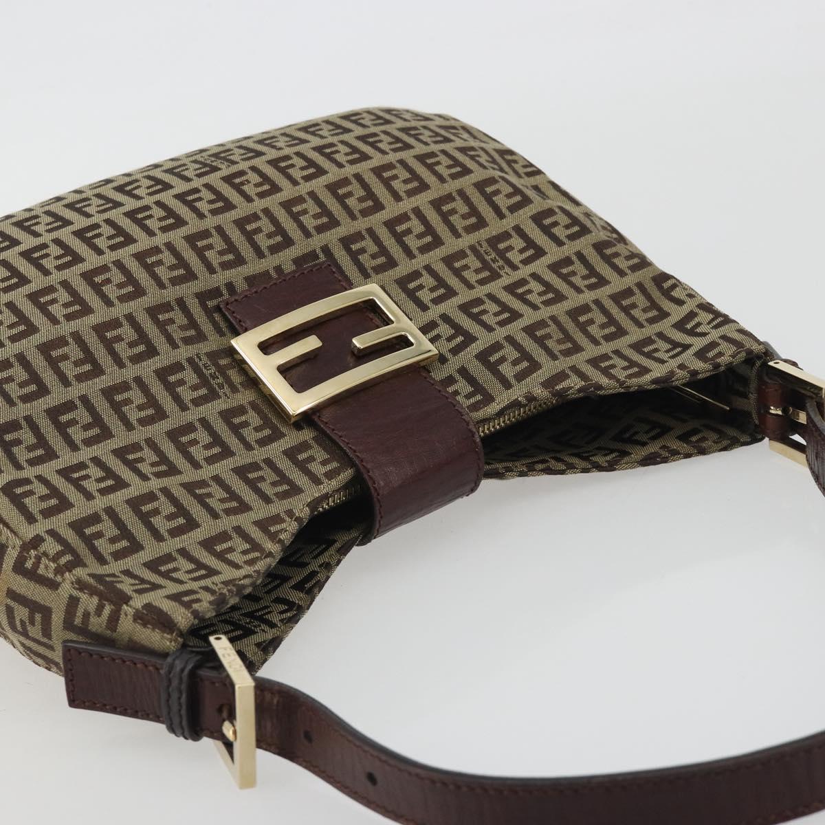 FENDI Zucchino Canvas Hand Bag Beige Gold Auth ep15560