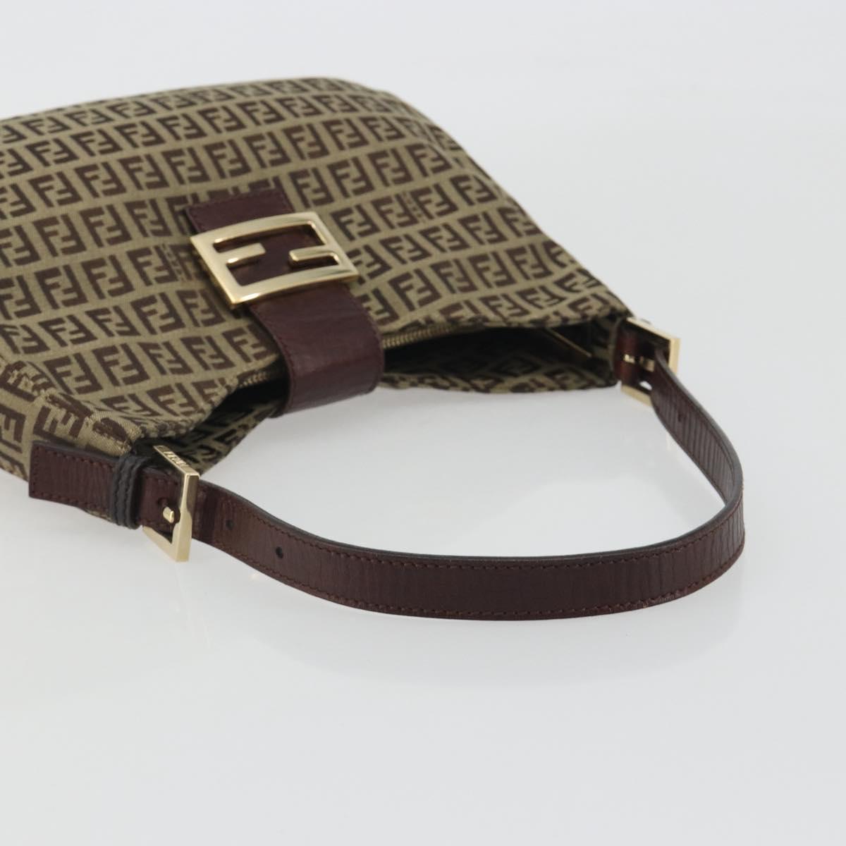 FENDI Zucchino Canvas Hand Bag Beige Gold Auth ep15560