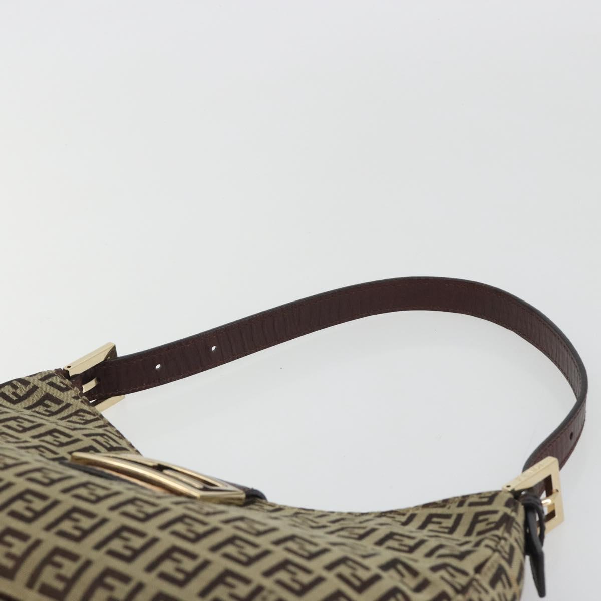FENDI Zucchino Canvas Hand Bag Beige Gold Auth ep15560