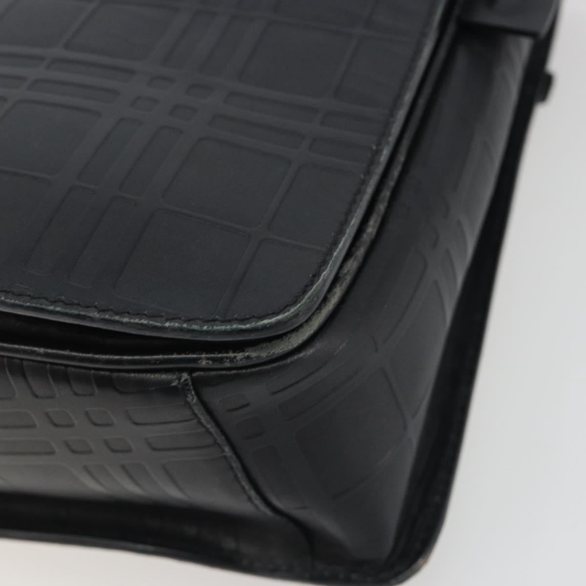 BURBERRY Shoulder Bag Leather Silver Black Auth ep15563