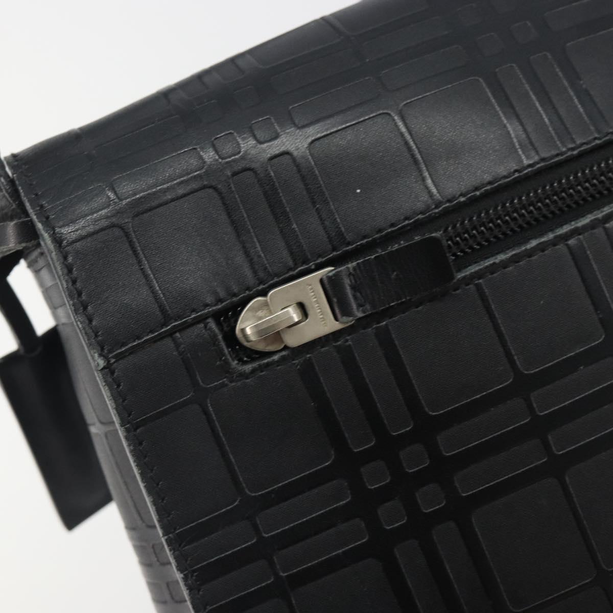BURBERRY Shoulder Bag Leather Silver Black Auth ep15563