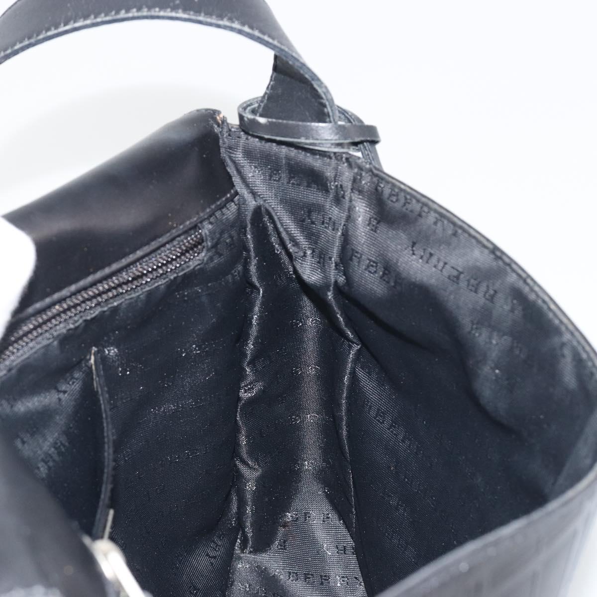 BURBERRY Shoulder Bag Leather Silver Black Auth ep15563