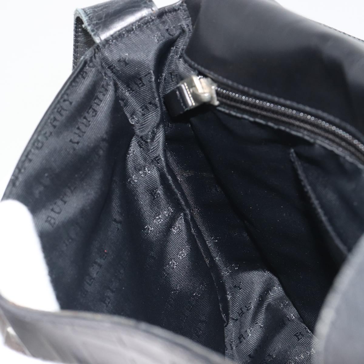 BURBERRY Shoulder Bag Leather Silver Black Auth ep15563