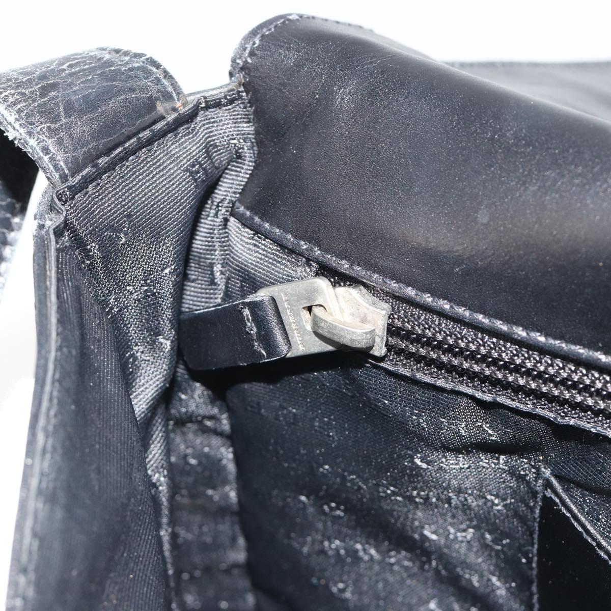 BURBERRY Shoulder Bag Leather Silver Black Auth ep15563
