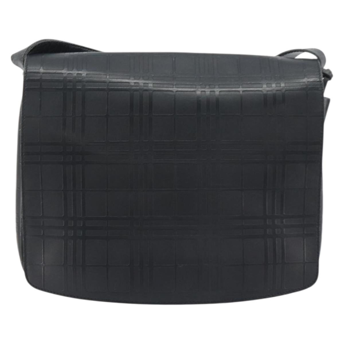 BURBERRY Shoulder Bag Leather Silver Black Auth ep15563