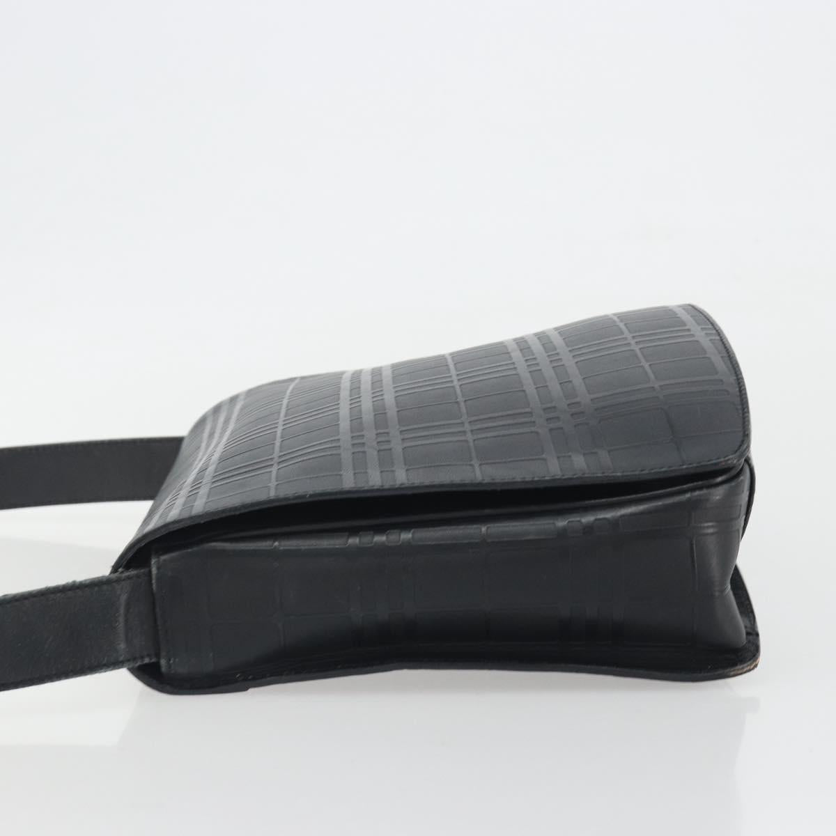 BURBERRY Shoulder Bag Leather Silver Black Auth ep15563