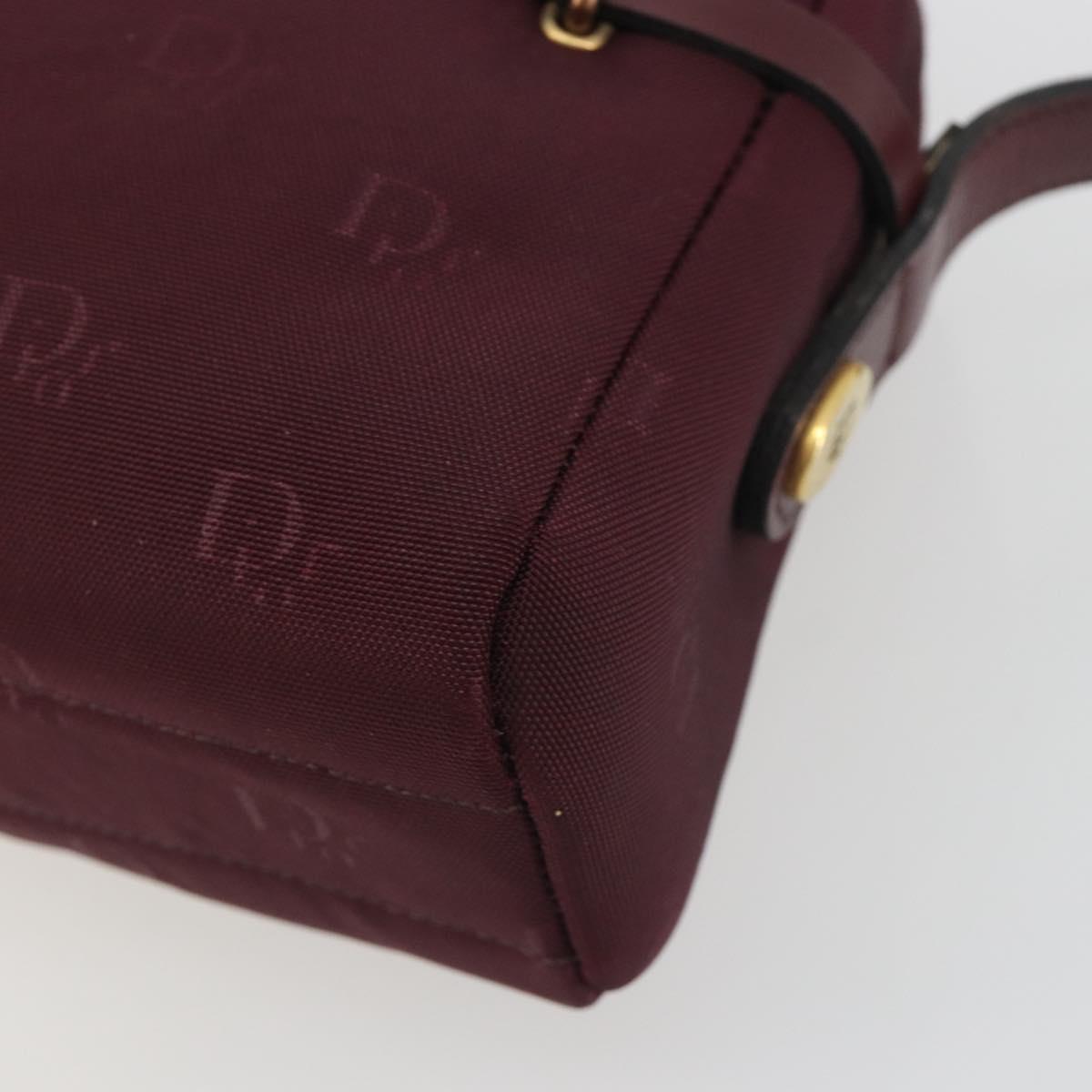 Christian Dior Honeycomb Canvas Shoulder Bag Bordeaux Gold Auth ep15565