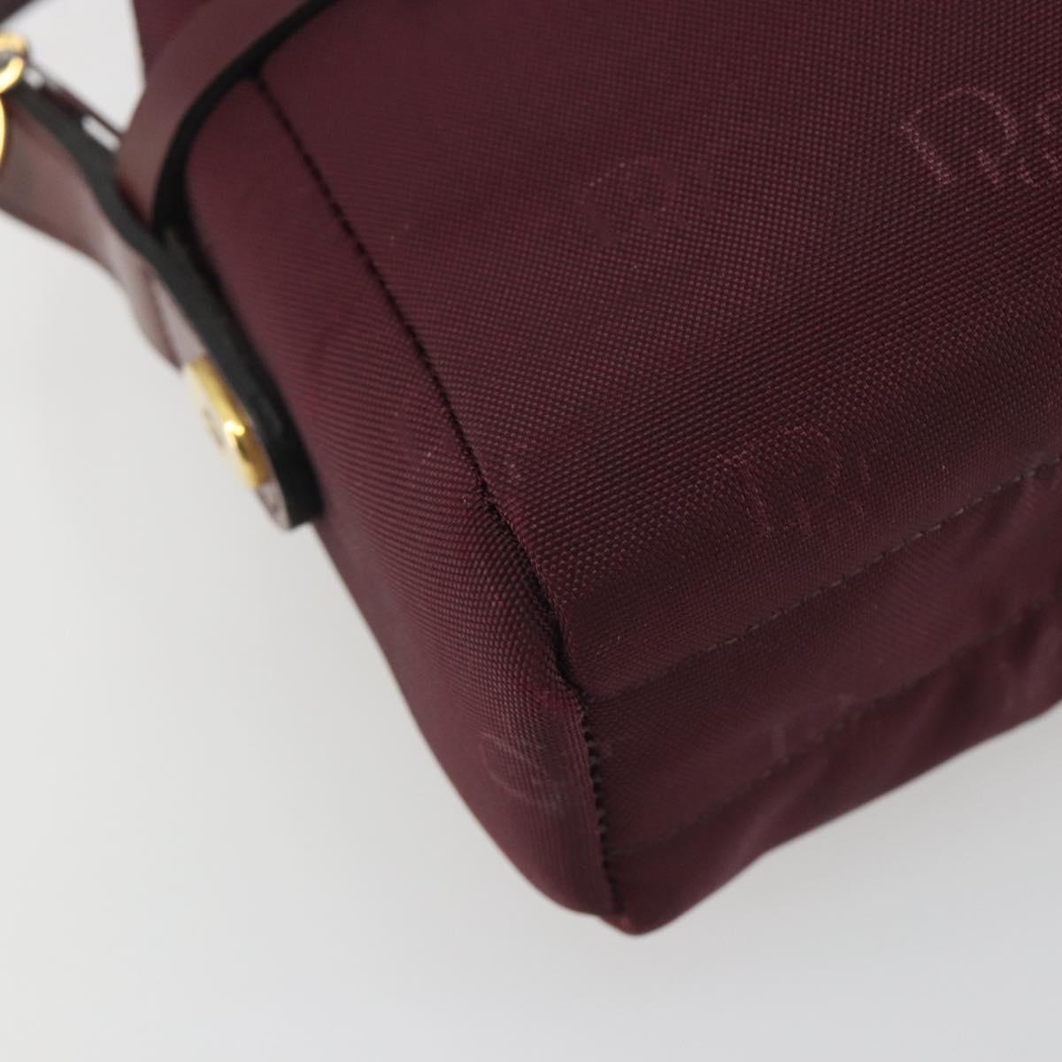 Christian Dior Honeycomb Canvas Shoulder Bag Bordeaux Gold Auth ep15565