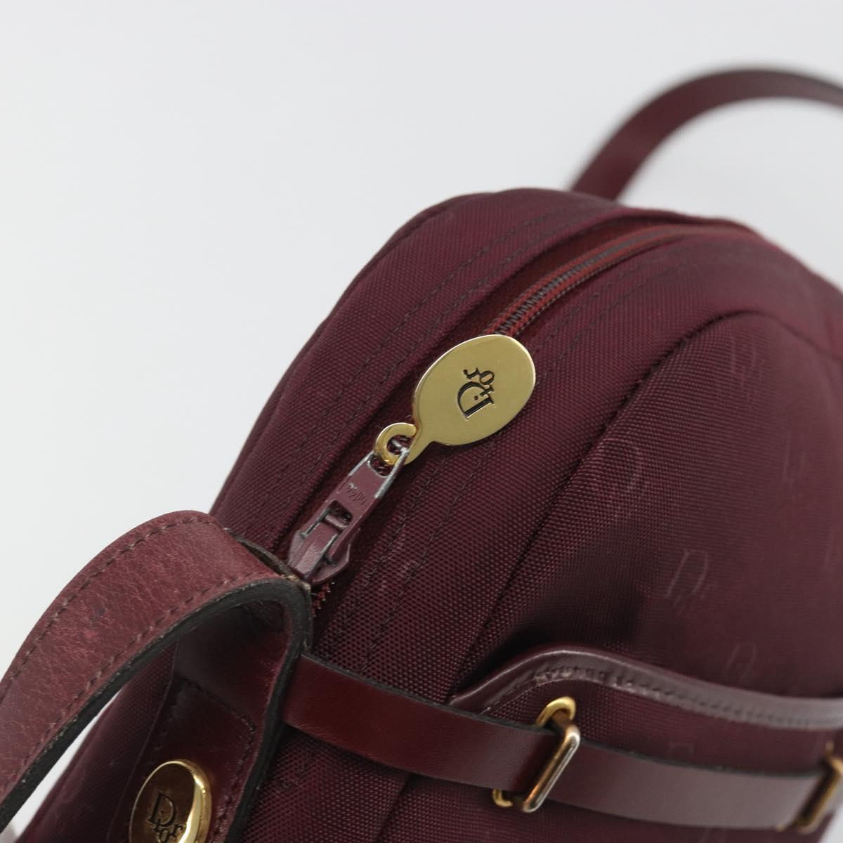 Christian Dior Honeycomb Canvas Shoulder Bag Bordeaux Gold Auth ep15565