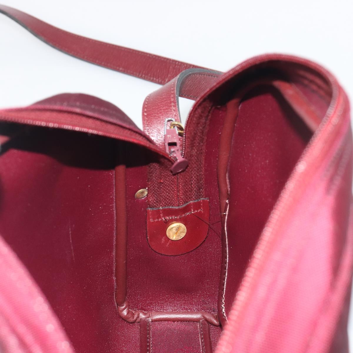 Christian Dior Honeycomb Canvas Shoulder Bag Bordeaux Gold Auth ep15565