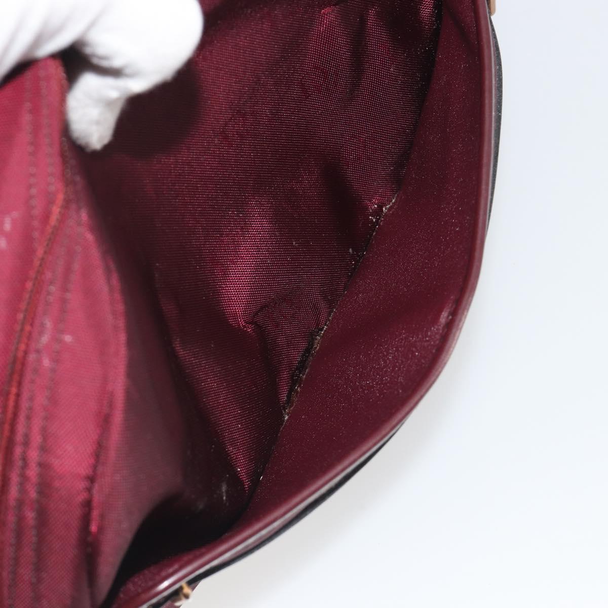 Christian Dior Honeycomb Canvas Shoulder Bag Bordeaux Gold Auth ep15565
