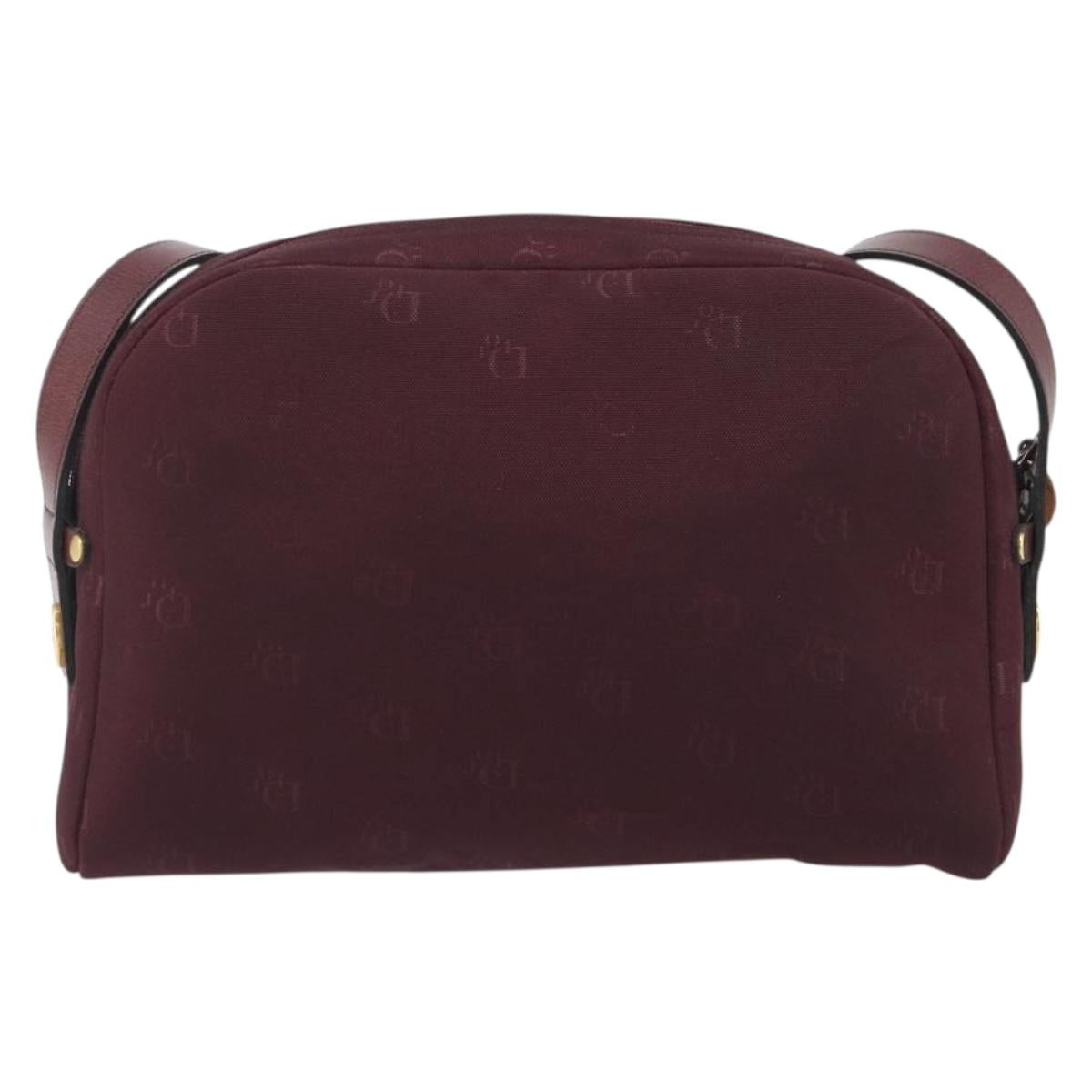Christian Dior Honeycomb Canvas Shoulder Bag Bordeaux Gold Auth ep15565
