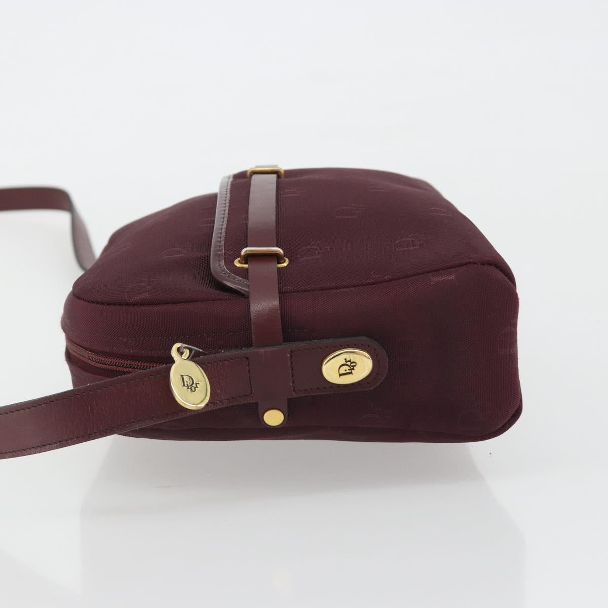 Christian Dior Honeycomb Canvas Shoulder Bag Bordeaux Gold Auth ep15565